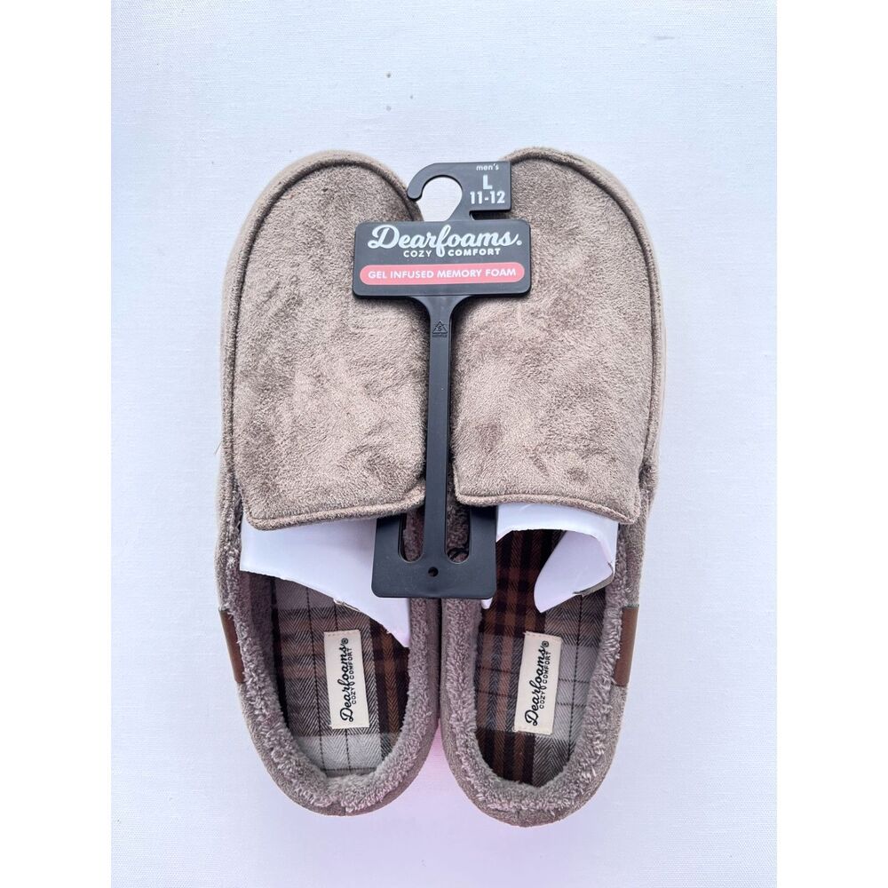 Dearfoams Men's Notch Clog Slippers Tan – Size L 11–12 – NWT